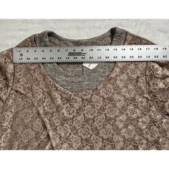 Transparente Womens Layered Ruffled Lace Dress Wool Blend One Size Tan Italy New - Picture 6 of 9